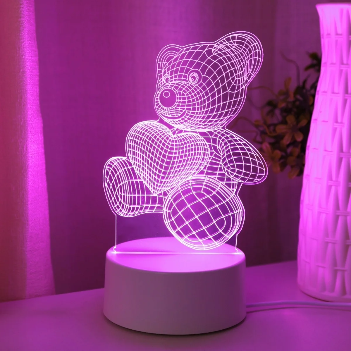 USB 3D Night Light Bear Creative Night Light, Home, Dining Table, Living Room Decoration, Birthday and Holiday Gift Night Light