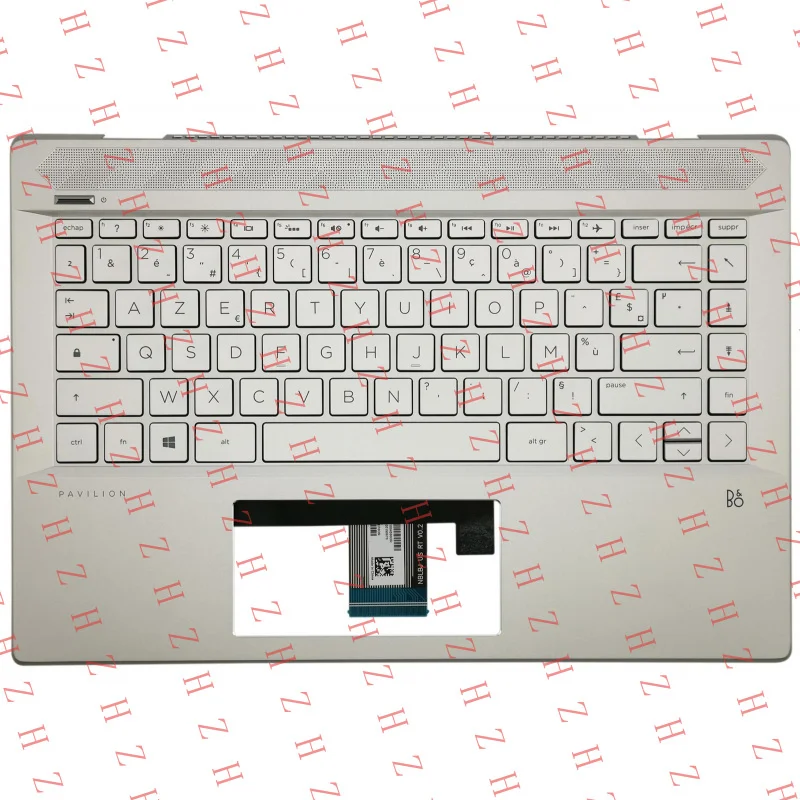 P+ FOR HP Pavilion 14-CE Palmrest Cover Keyboard French Silver Backlit L19191-051