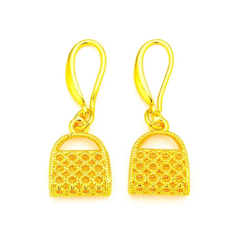 

Bag Earrings Women's 24K Gold AU999 - Cute mini bag design, 24K/AU999 pure gold, dainty and stylish for women