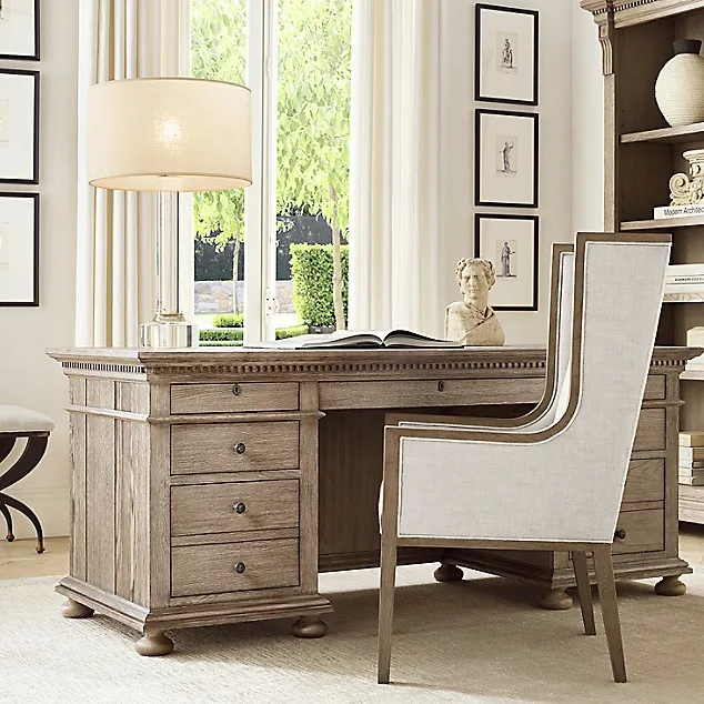 

American country retro old oak desk French simple desk, European solid wood