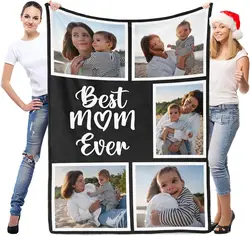 Custom Blankets with Photos, Personalized Blankets , Customized Pictures Blankets, Custom Photo Gifts For Mother's Day To Mum
