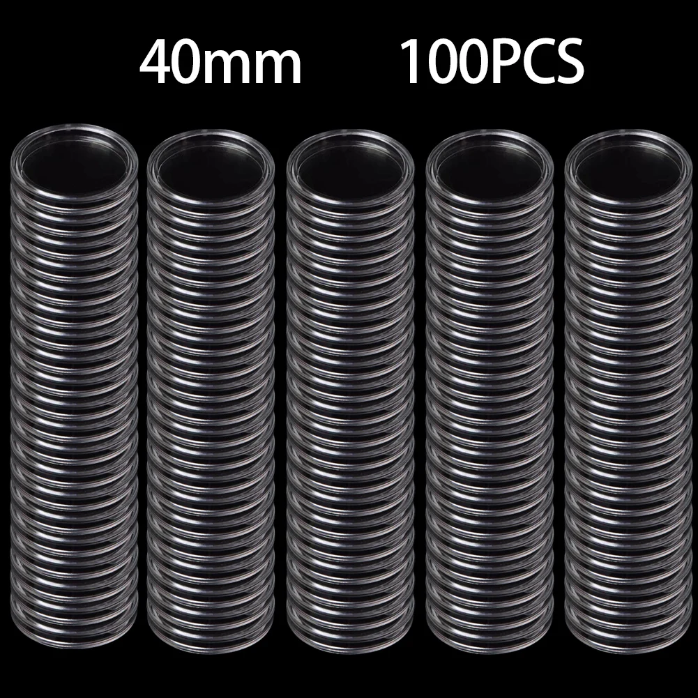 

100pcs 40mm Clear Round Coin Storage Box Capsule Coin Collection Container For Coin Storage Capsule Protection Container