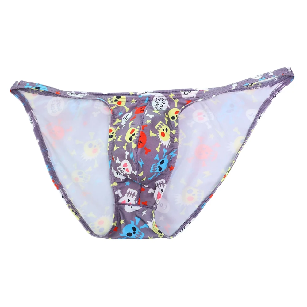Skull Printed Panties Big Bulge Briefs Breathable Material Comfortable Fit Elastic Waistband Everyday Wear Fashionable Design