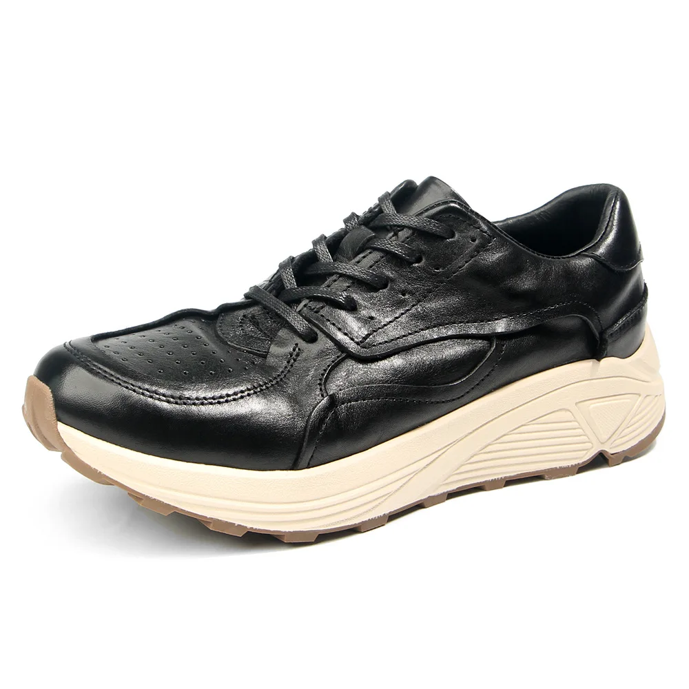 

Retro Leather Running Fashionable Casual Men's Thick Soled Sports Shoes Travel Shoes Trend