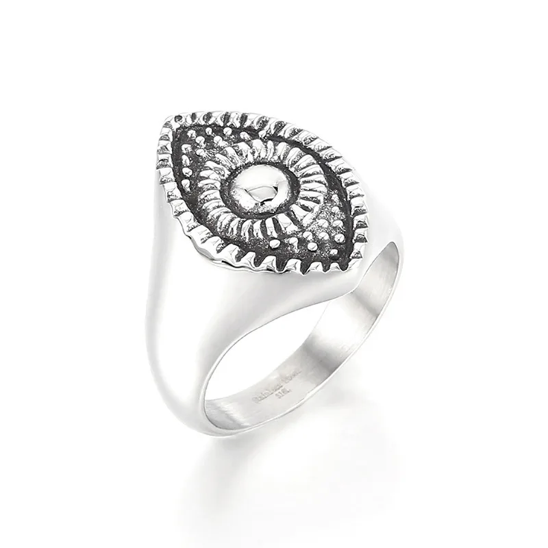 Creatieve Trend Zonnebloem Ring Retro Dark Sex Devil 'S Eye Rvs Heren En Dames Ring