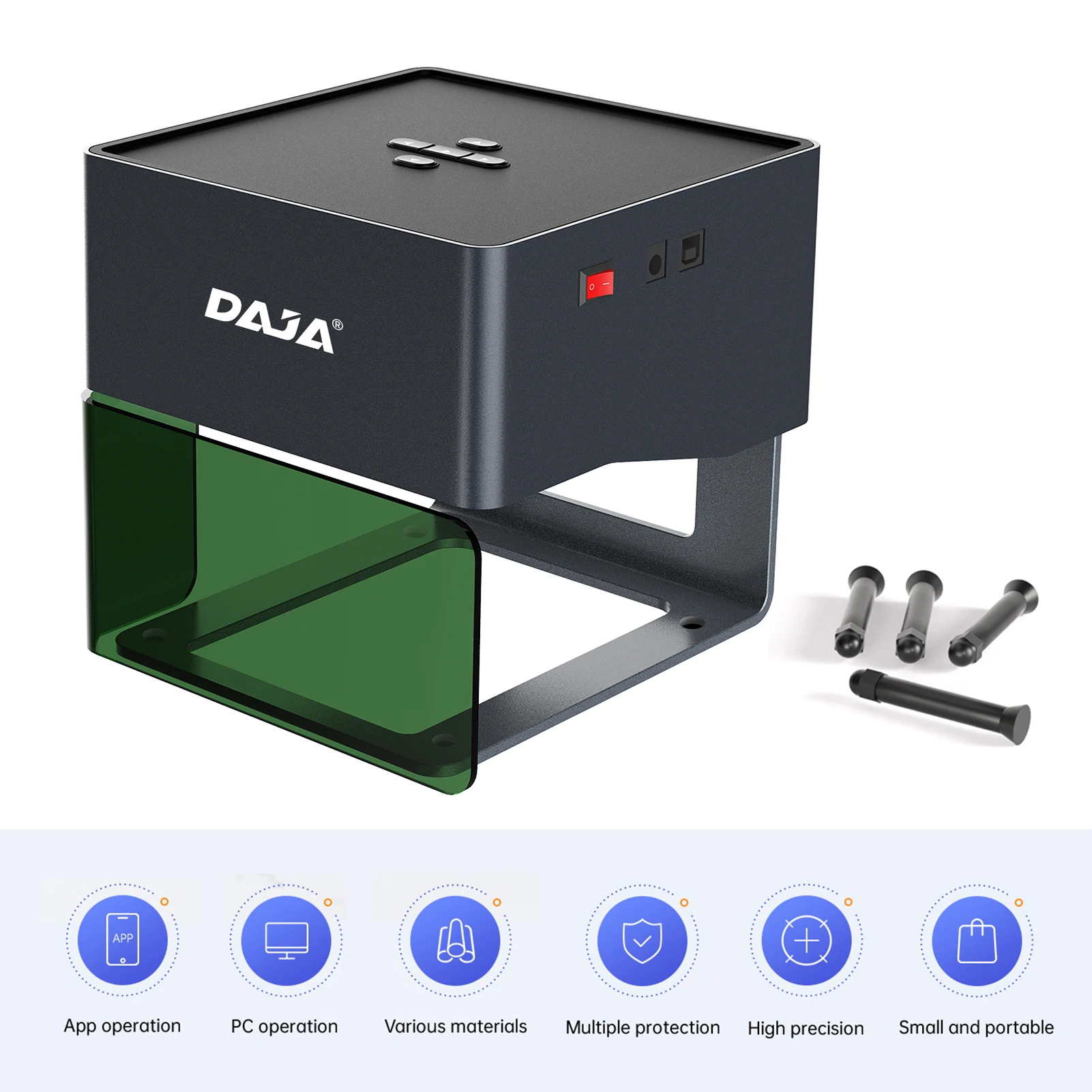 

DAJA Laser Engraver Marking Engraving Machine for DIY Handcraft Logo Mark Printer 80x80mm Carving Area Support Wireless Mobile