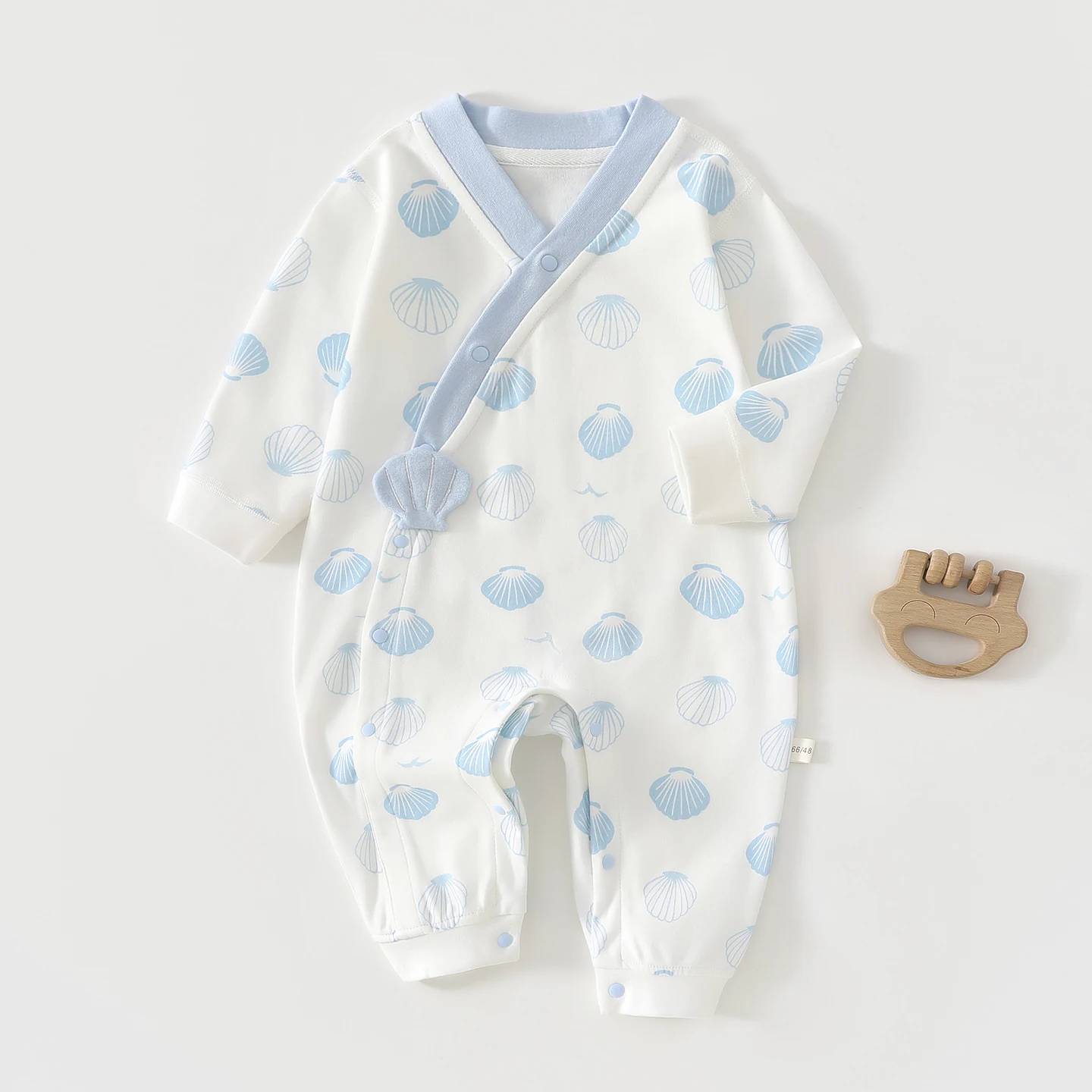 Baby Monk-Style Long-Sleeve Romper, Cute Onesie for Boys and Girls, Spring and Autumn Newborn Home Wear Crawling Suit