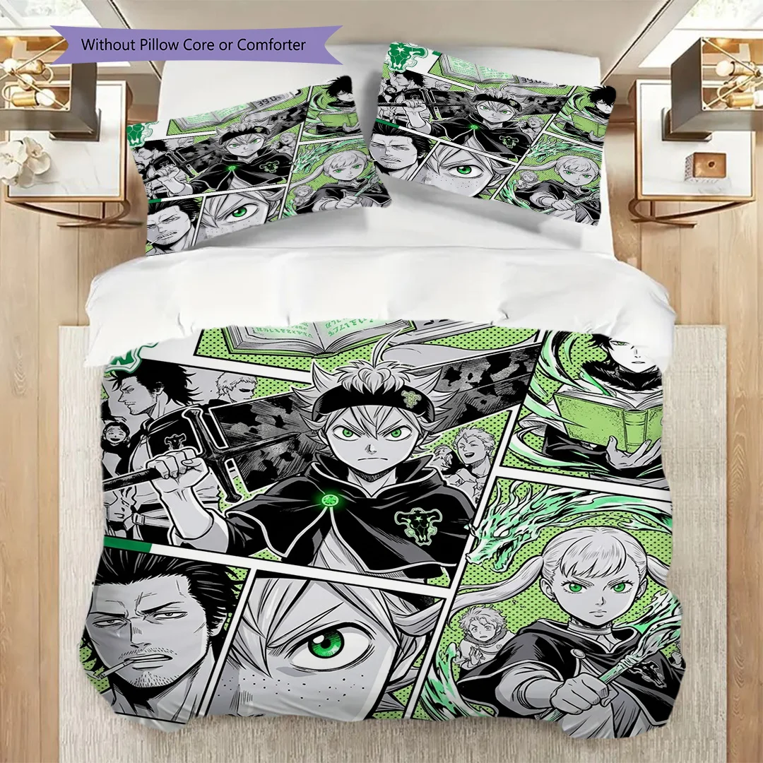Fan Favorite Black Clover Printed Duvet Cover Set & Pillowcase Daily Bedding-kwq450