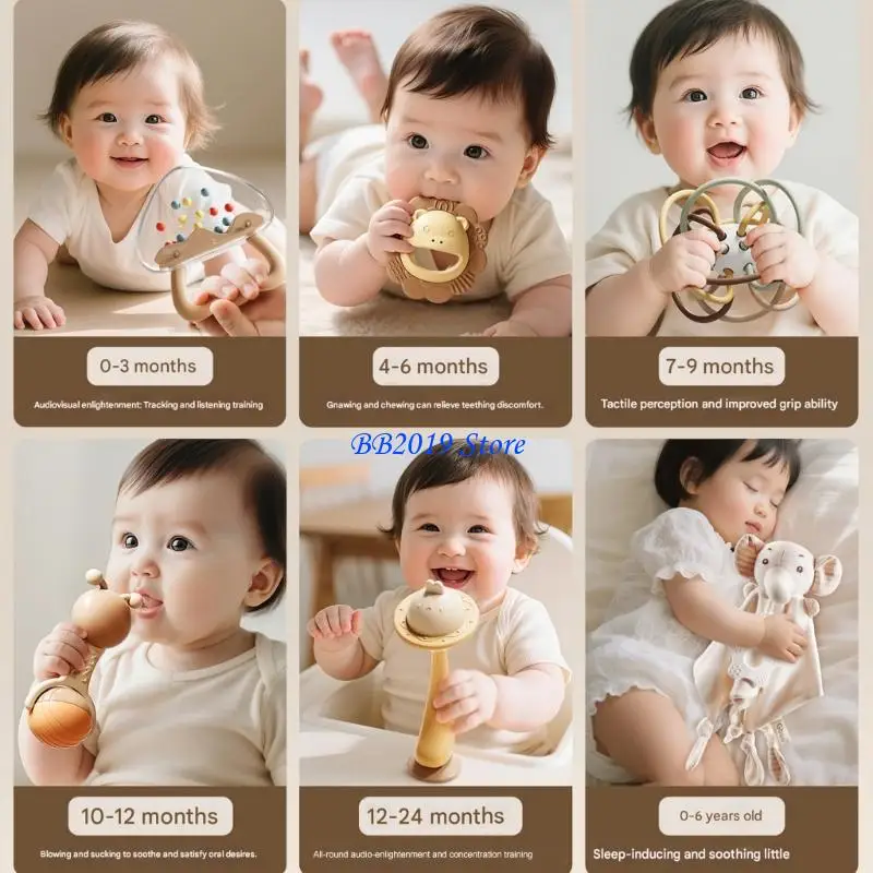 14 pçs chocalho infantil brinquedo mordedor seguro brinquedo estimulação sensorial conjunto presente para recém-nascidos