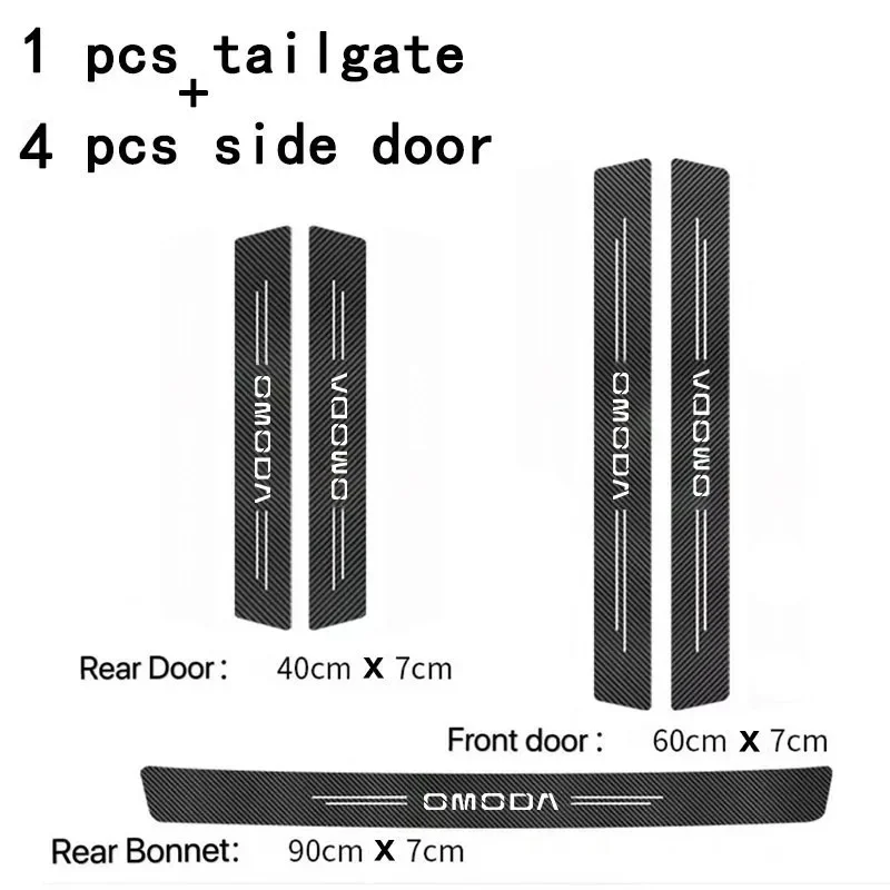 4Pcs Carbon Fiber Style Door Threshold Protector For Chery Tiggo7 Tiggo8 Pro Omoda C5 Jaecoo J7 Anti‑Scratch Step Sticker Access