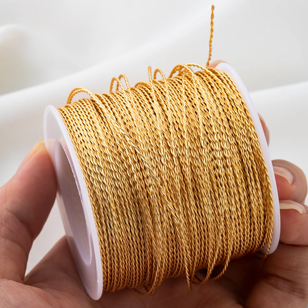 1Roll Solid Spiral Copper Wire Tarnish-Resistant Beading Twist Wire DIY Craft Jewelry Making Accessories 0.2-1mm Cord 1.5M-100M