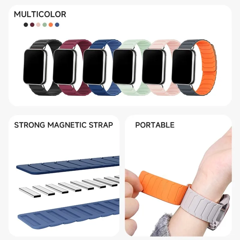 Magnetic Silicone Strap for Redmi watch 6 5 watch 4 Sports Band for Mi band 9pro 8pro Correa Breathable Bracelet Accessories image 6