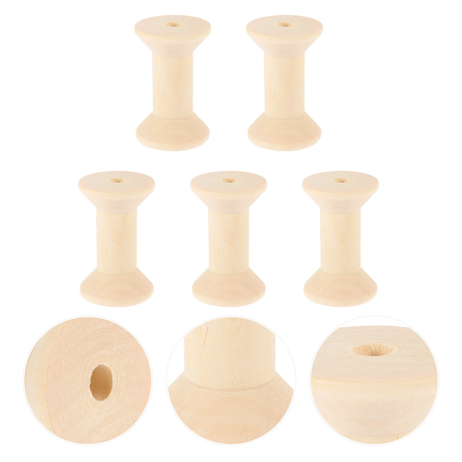 Bobinas de madera Natural, bobinas de hilo de madera, suministros para manualidades de costura para bricolaje, bobinado de alambre de bordado, carretes de bobinado de madera, 5 uds.