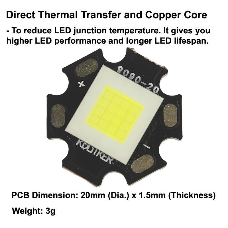 SFH55 16x Core 3V 50A 15000 Lumens SMD LED Emitter on KDLitker DTP Copper MCPCB Flashlight DIY High Power