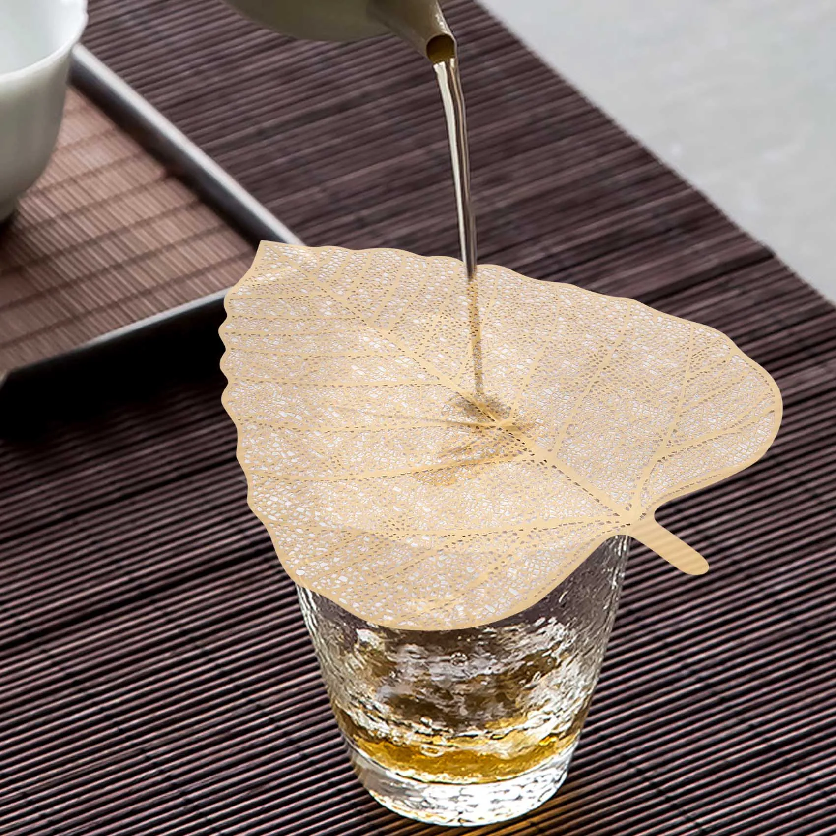 New Stainless Steel Handmade Leaf Shape Tea Strainer, Tea Infuser , Tea Filter, Perfect for Loose Leaf Tea (Gold) SQ