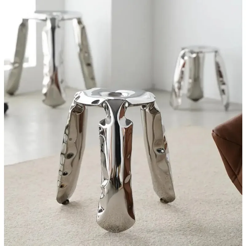 Nordic Modern Classic Stainless Steel Low Stool Plopp Chair Creative Minimalist Footstool Removable Shoe Changing Stools Nordic