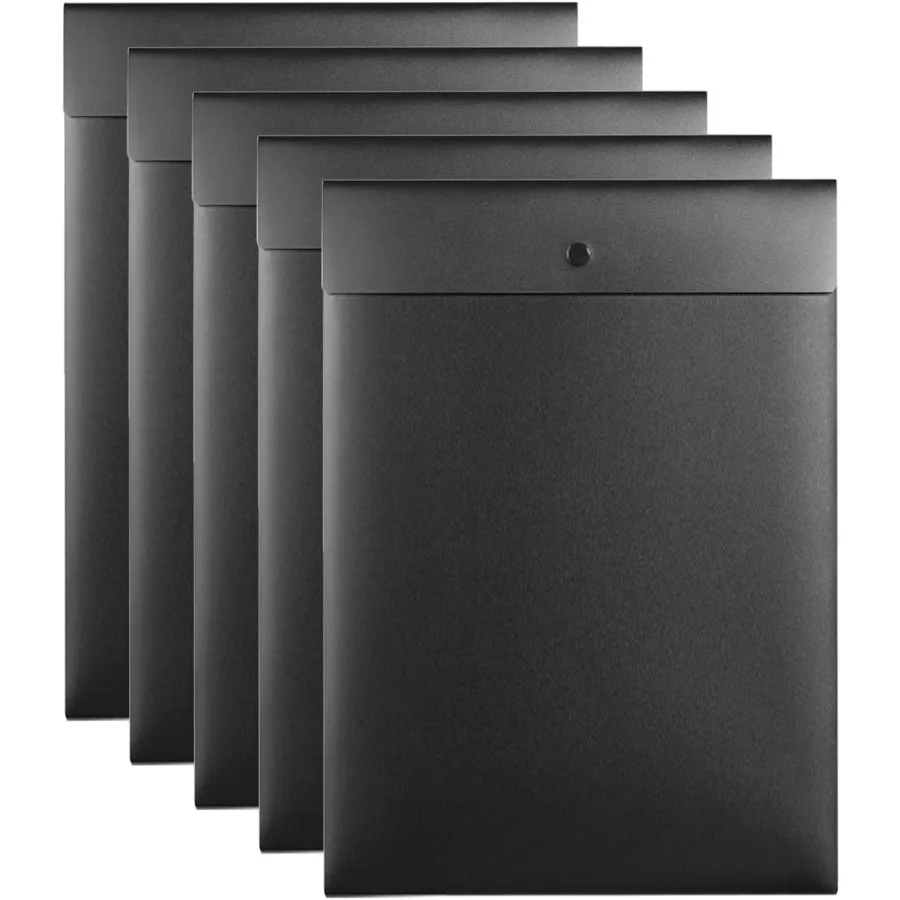 مجلد ملفات عمودي من البوليستر مغلف ملفات بلاستيكي مع زر إغلاق Sp لحزمة ورق بحجم حرف A4 مكونة من 5 قطع باللون الأسود