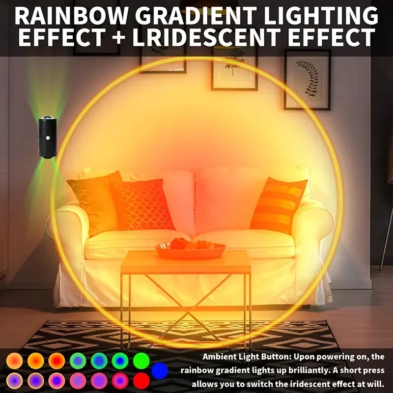 2Pcs LED Motion Sensor Night Lights Warm USB Rechargeable Magnetic Mounting Wall Lamp 15 RGB Colors Staircase Light Indoor Lamp