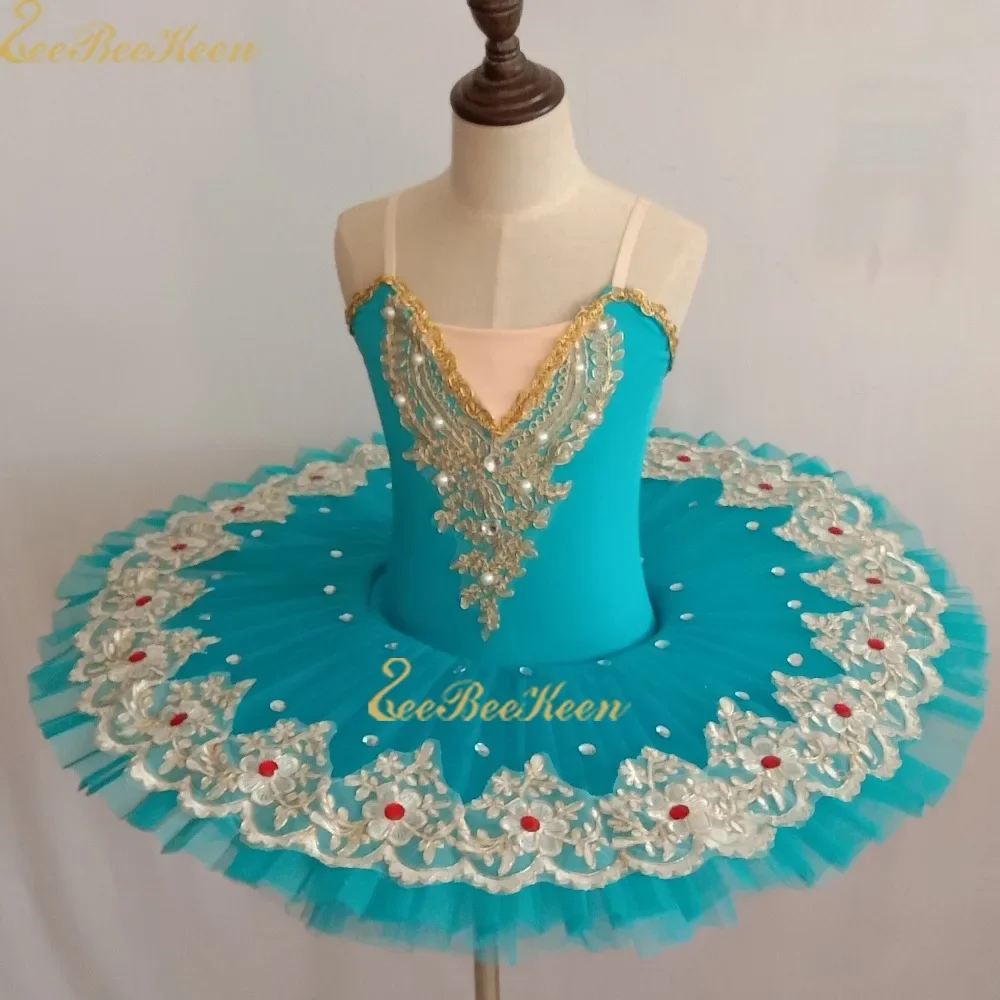 Pink/Black/blue Swan Lake Gold Delicate Lace Dress Women Ballet Tutu Dress Girls Bailarina Diamond Stage Performance Costume