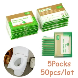 5packs 50pcs/lot Disposable Toilet Seat Cover 100% Waterproof Safety Travel/Camping Bathroom Accessiories Mat Portable