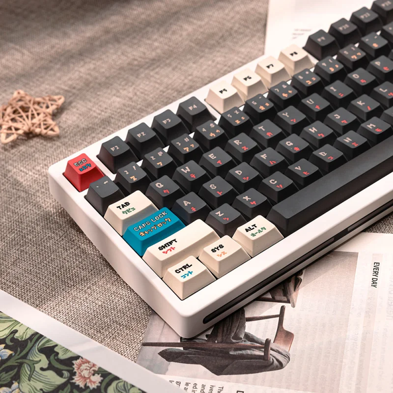 Retro Anime Keycaps,134 Keys Cherry Profile Custom Japanese Doubleshot PBT Key Caps Set For MX Switches Mechanical Keyboards