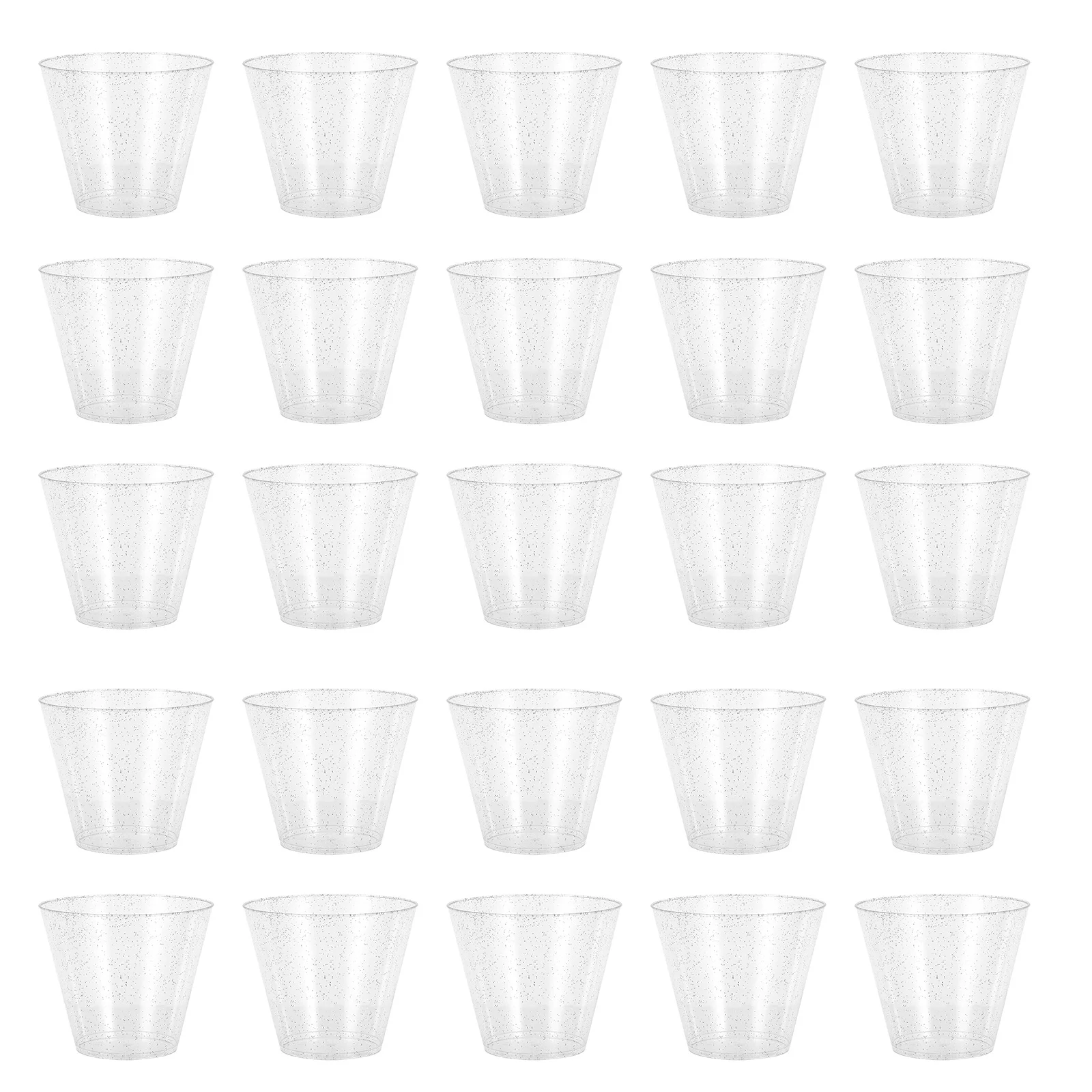 

25pcs Decorative Drink 9Oz Glitter Plastic Cups For Party Clear Small Disposable Cups Dessert Parfait Tasting Container Kitchen