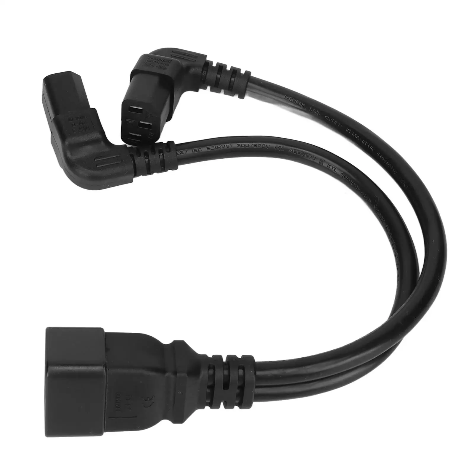 IEC320 C20 to Dual C13 Power Splitter Cable - 1 in 2 Out Right Angle Y Adapter for desk Lamp & Printer, 12.6in
