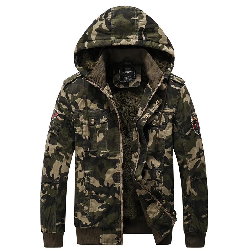 

Autumn Winter Men's Hooded Camouflage Jacket Fleece Thicken Warm Military Tactical Coat Oudoor Windbreaker Male Oversized 6XL