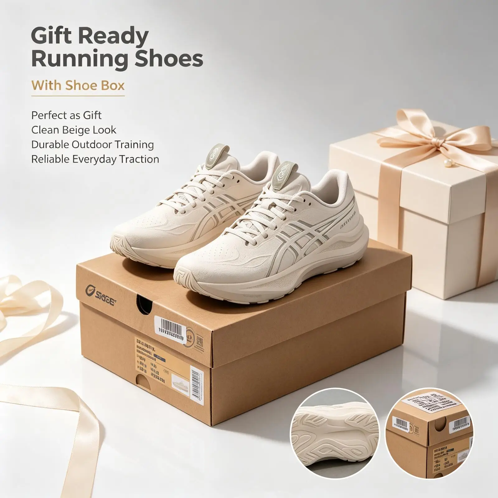 Great Gift Choice Asics Men Running Shoes 1011C056‑250 Beige White With Shoe Box PureGEL FF BLAST MAX Midsole Stable Comfort