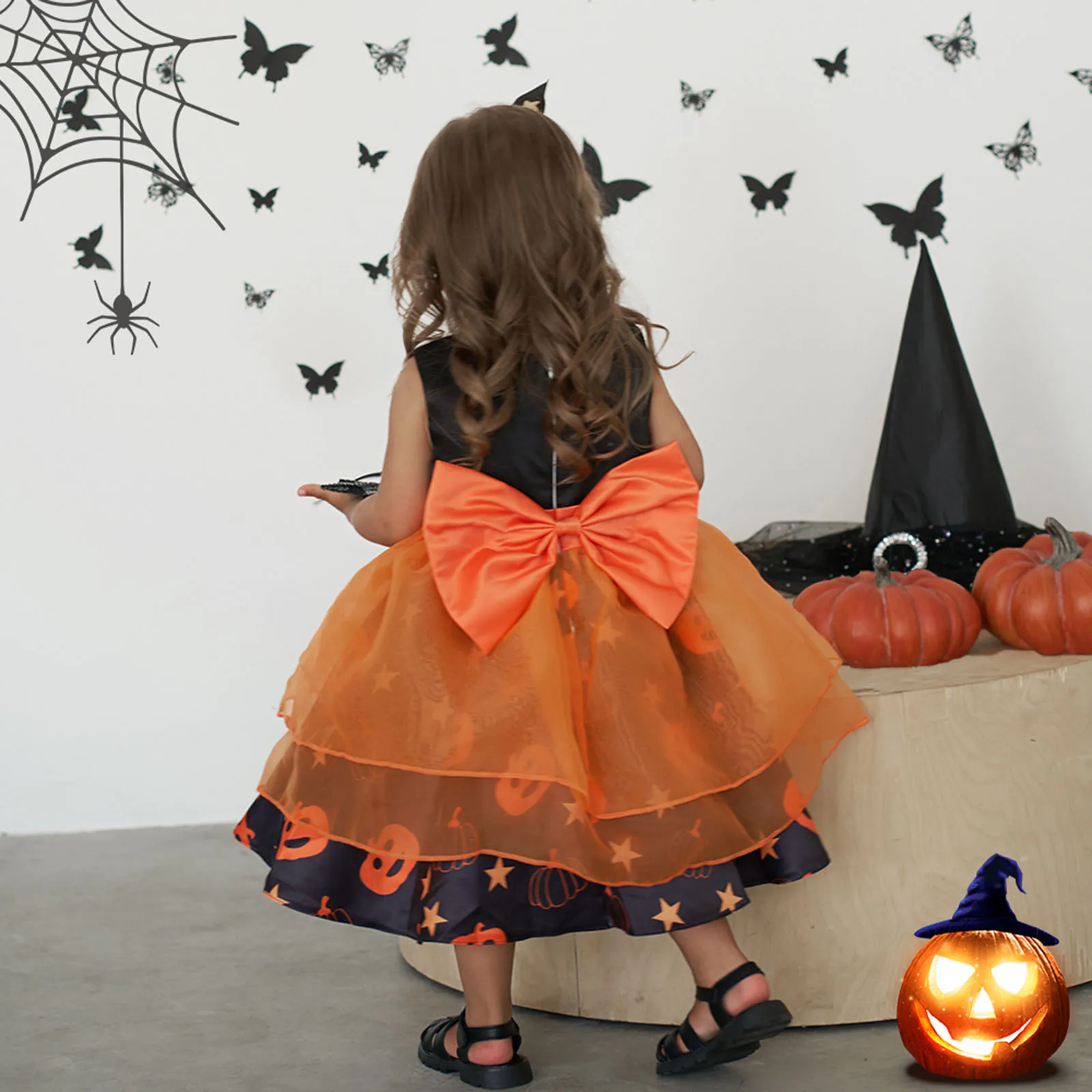 Costumes d'Halloween en Forme de Citrouille pour Bébé Fille, Robe de Princesse Gothique avec Nministériels d, Tenue de Carnaval, Cosplay pour ixd'Anniversaire, Vêtements de Mariage pour Enfant