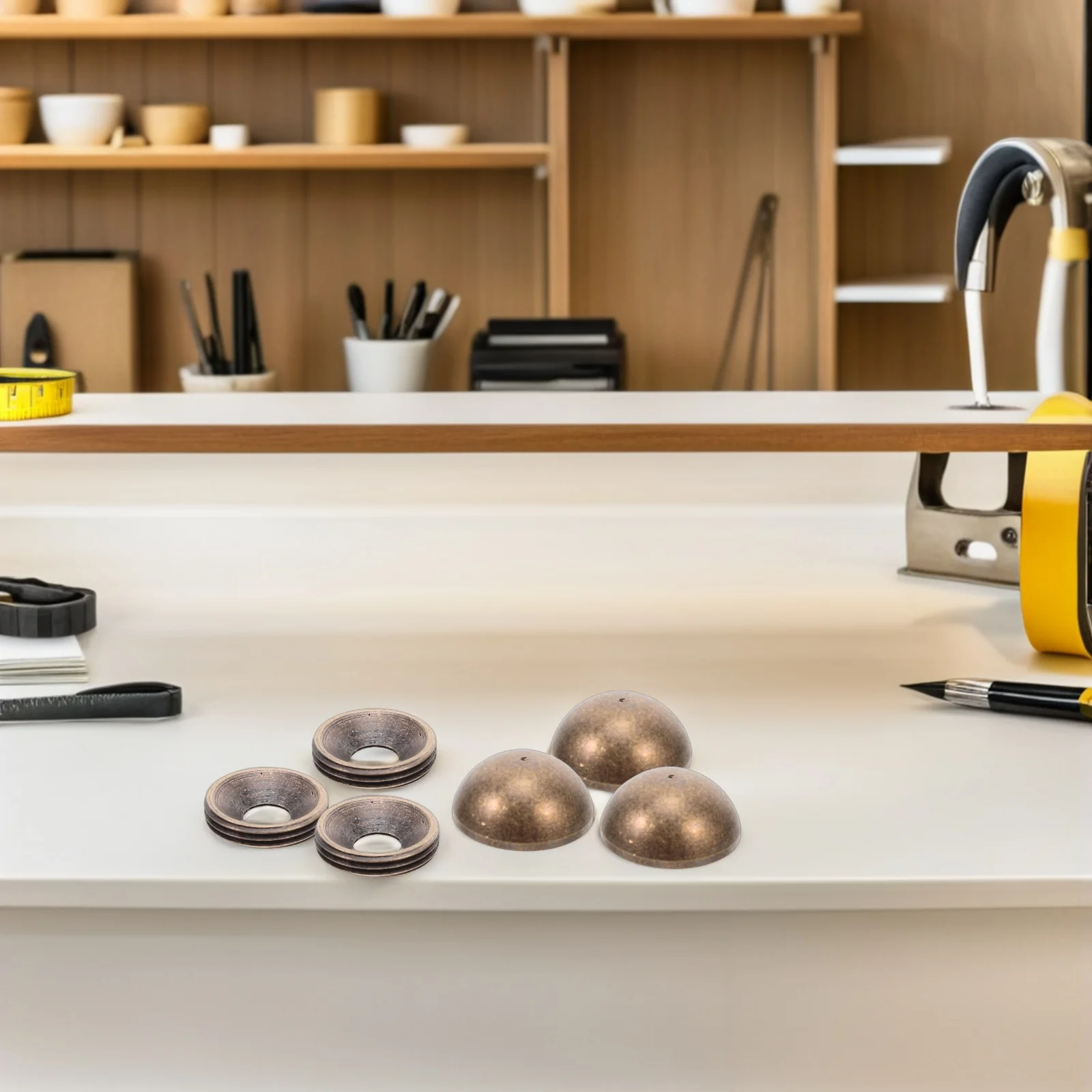 

8 set Retro Mirror Decorative Caps M4 Brass Screw Covers For Furniture Wall Mounting Self Tapping Fixing Screws For Glass