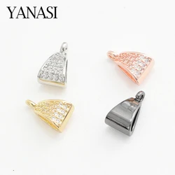 2PCS 18K Gold/Rhodium Plated With Zircon Triangle Bails with Open Loop Pendant Clasps Slider Tube Bail For Diy Jewelry Making