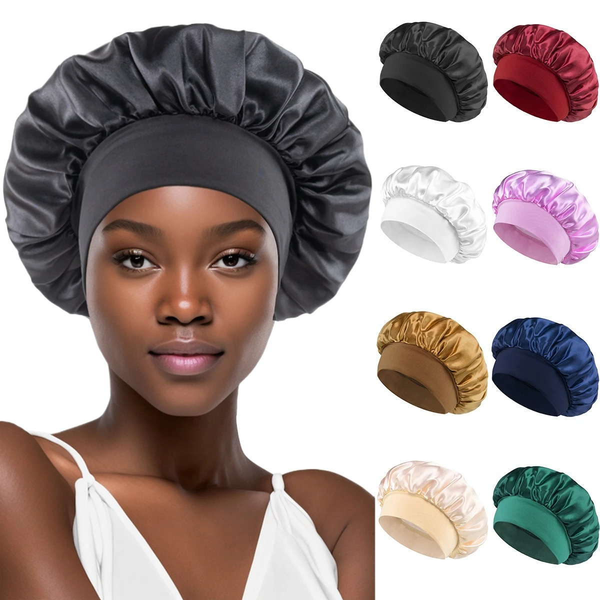 Unisex Satin Sleep Cap Protective Night Hair Care Hat Comfort Fit For Curly Short Hair Birthday Daily Play Christmas Halloween