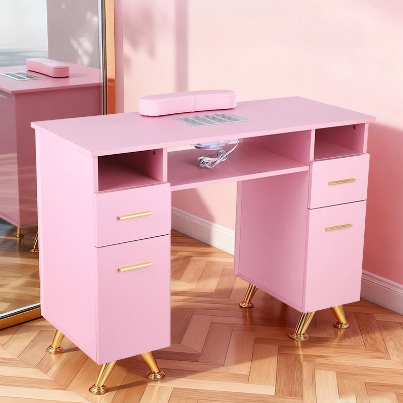LTT double layer with diamond gilt manicure table with hand rest built-in manicure cleaner manicure table