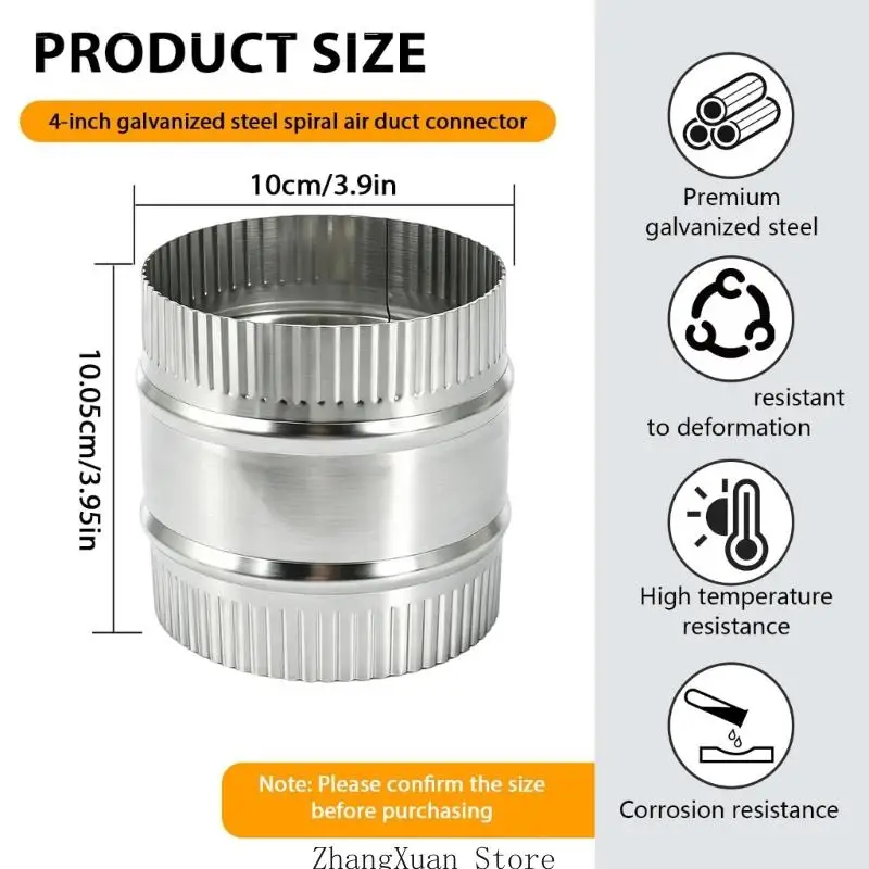 4-Zoll-HVAC-Luftkanalkupplung mit Slip-Fit-Enden für Schlauchwechsel 3XUF – Detail 6