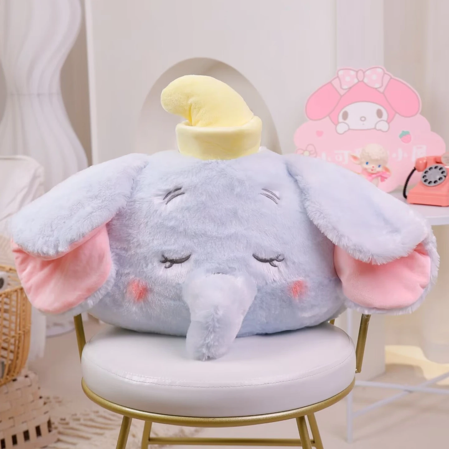 Very Soft Dumbo Back Cushion Stuffed Anime Big Eared Elephant Throw Pillow Comfortable Cartoon Cuddly Plushies Sofa Bed Gifts