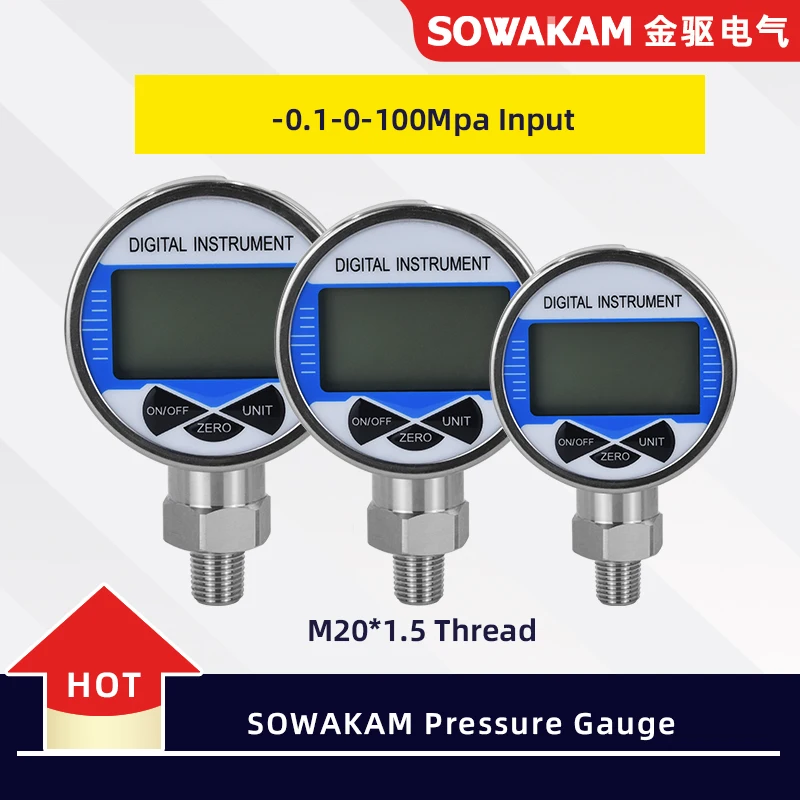 barra sem fio mpa medidor de pressao digital ar liquido combustivel oleo agua manometro m20 15 thread 100mpa 01