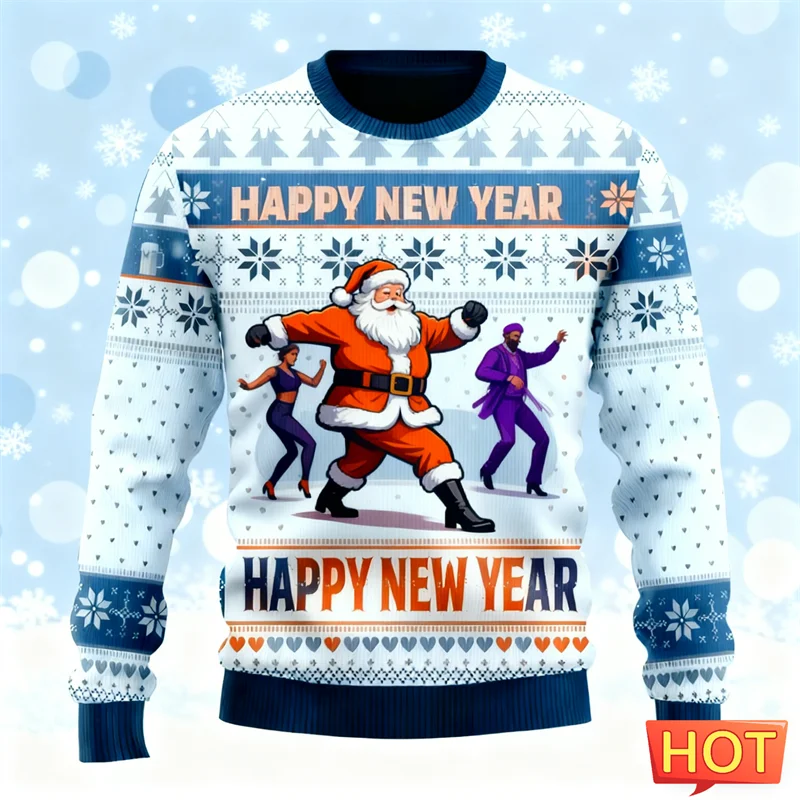 2026 جديد الكرتون سانتا كلوز سترة عيد الميلاد القبيحة موضة طاقم الرقبة ثلاثية الأبعاد مطبوعة عيد الميلاد بلوزات فضفاضة تنفس البلوفرات #5