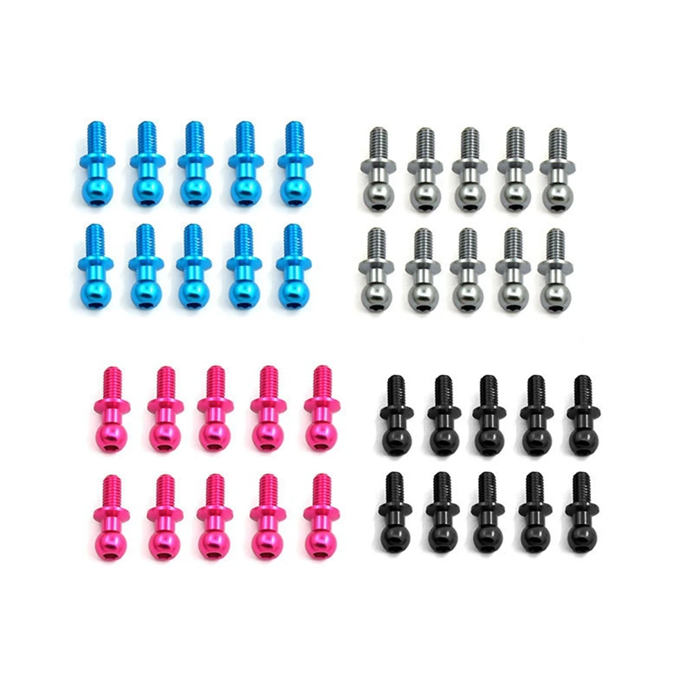 A44T10Pcs M3 Metal Hex Ball Head Screws for Tamiya TT01 TT02 Sakura D5 1/10 RC Drift Car Spare Parts Universal,Blue