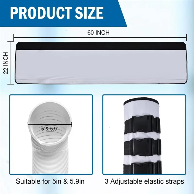 

TKOH-портативный чехол для шланга кондиционера с 3 регулируемыми ремешками с пряжками для снижения тепла, изолированная крышка для шланга переменного тока