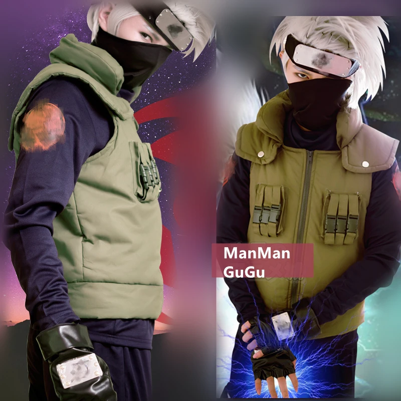 Anime Ninja Coat Cosplay Costume Kaka Halloween Clothes Vest Shirt Pant Headband Set For  Adult Plus Size Custom Made