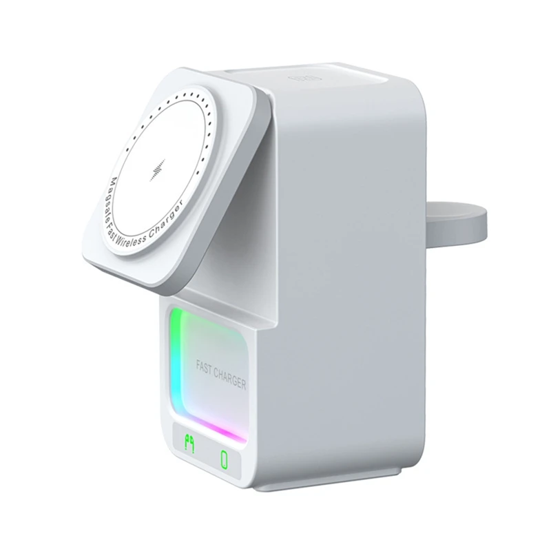 AU61-15W 5 In 1 Charger Magnetic Night Lights Bluetooth Speaker For Iphone Iwatch  Fast Charging Dock Station