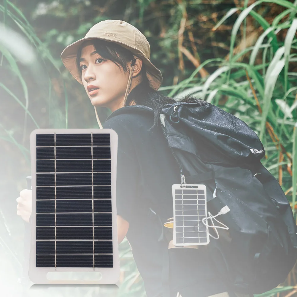 2W 5V Solar Panel w/1.6 FT USB Cable Mini USB Solar Panel Hand Warmer for Camera Small Fan Power Bank Camping Lanterns