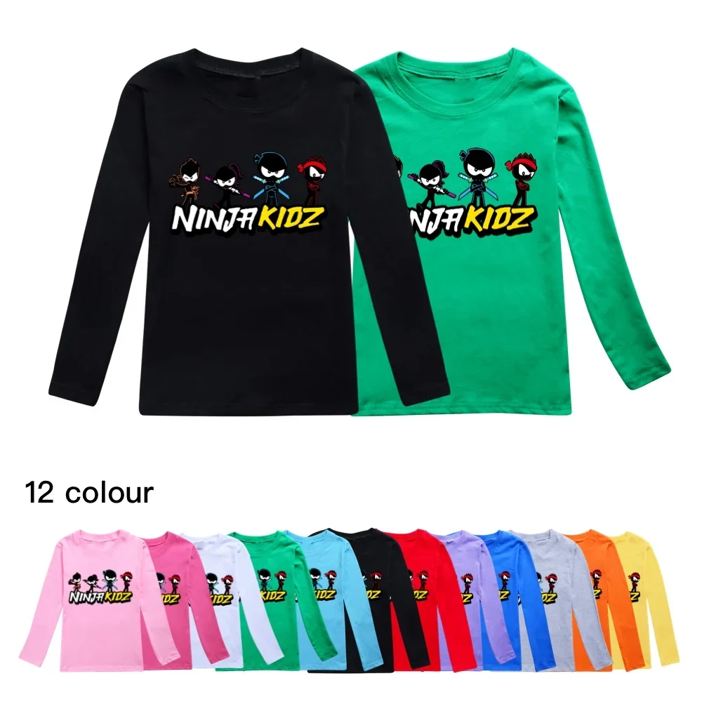 

Anime NINJA KIDZ Girls Boys T-Shirt Sping Autumn Cotton O-neck Full Sleeve T-shirt Kids Tops Clothes Cartoon Children Pullover