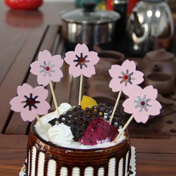 

Оптовая продажа, топпер для торта, блестящий цветок вишни, украшение для дня рождения, свадьба, вечеринка принцессы для выпечки, принадлежности для самостоятельного изготовления