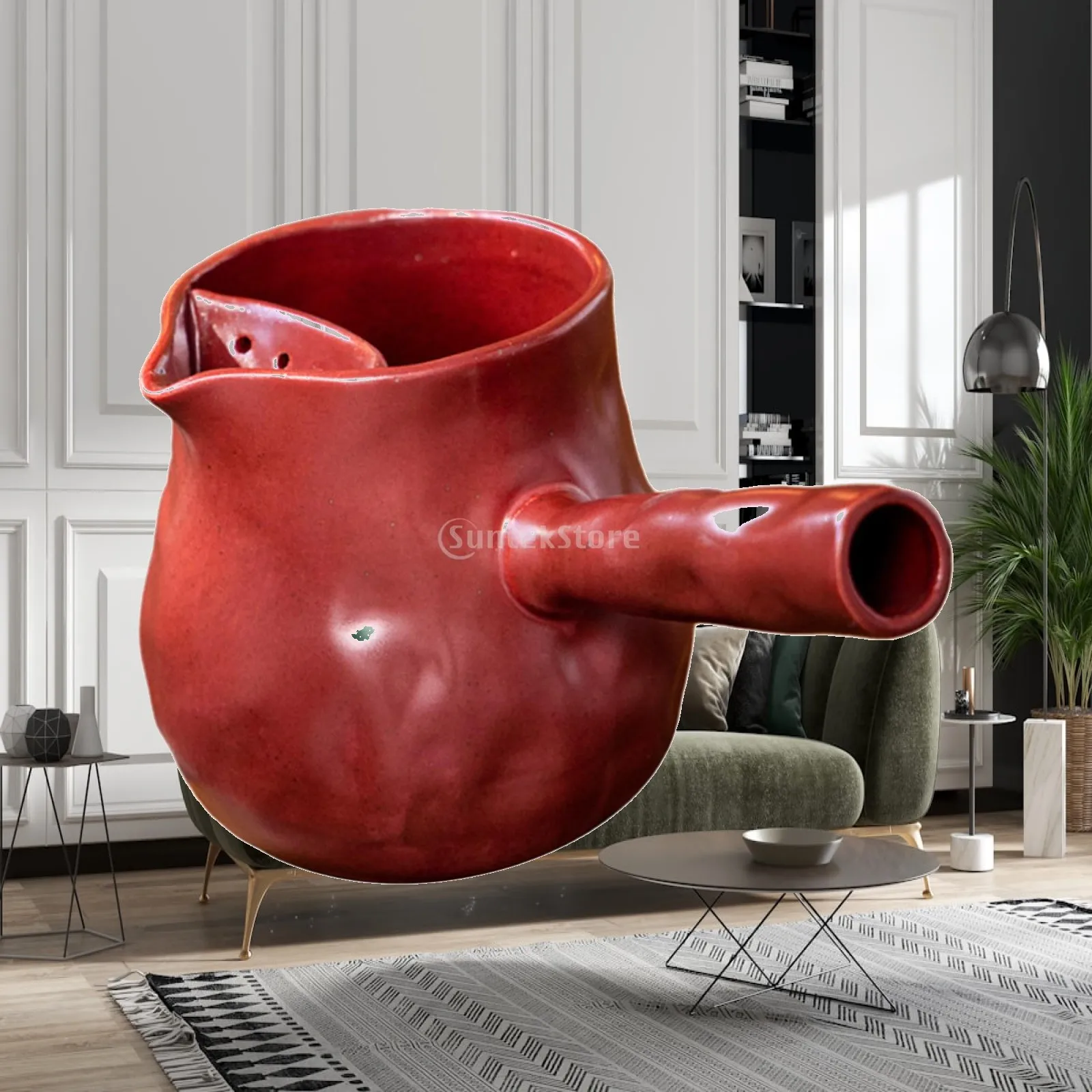 730ml Ceramic Teapot Durable Rustic Clay Tea Pot for Home Restaurant Picnic