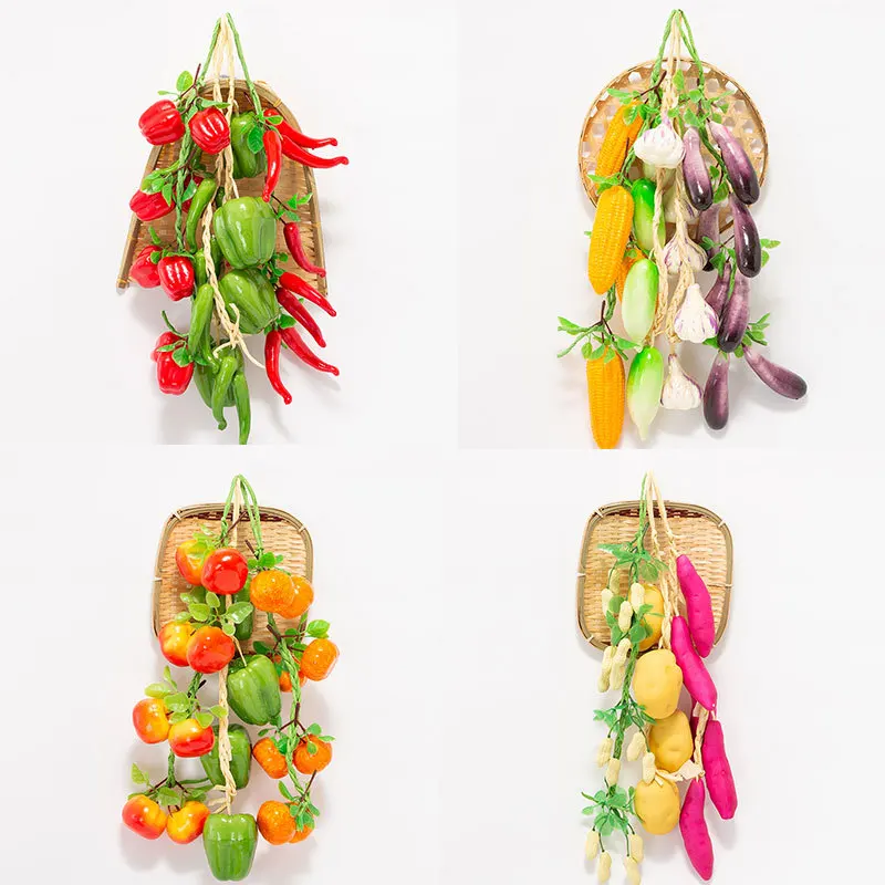 Simulation Of Vegetable Skewers Artificial Vegetables Hanging Decorations Fake Peppers Photography Props Christmas Home Decor