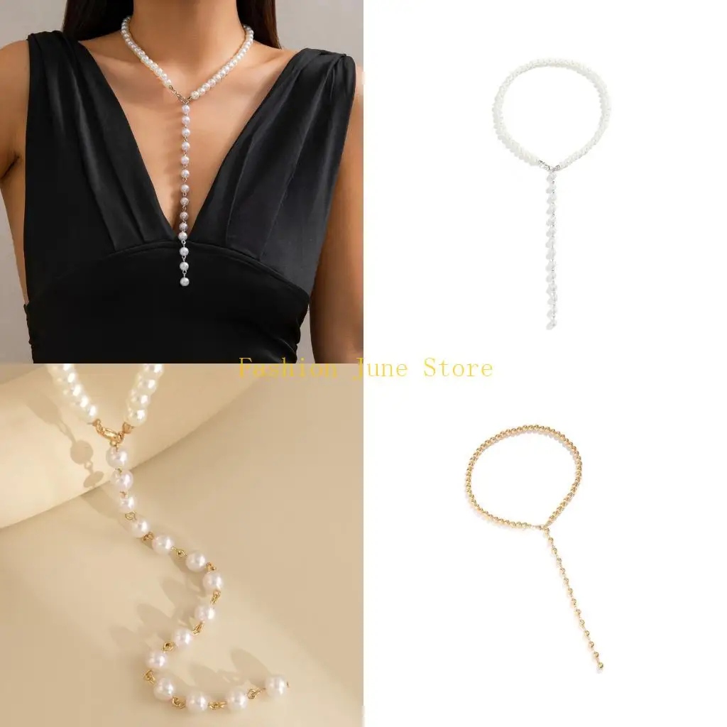 N5KA Retro Modern Tassels Beaded Necklace Jewelry for Daily Wear and Special Event