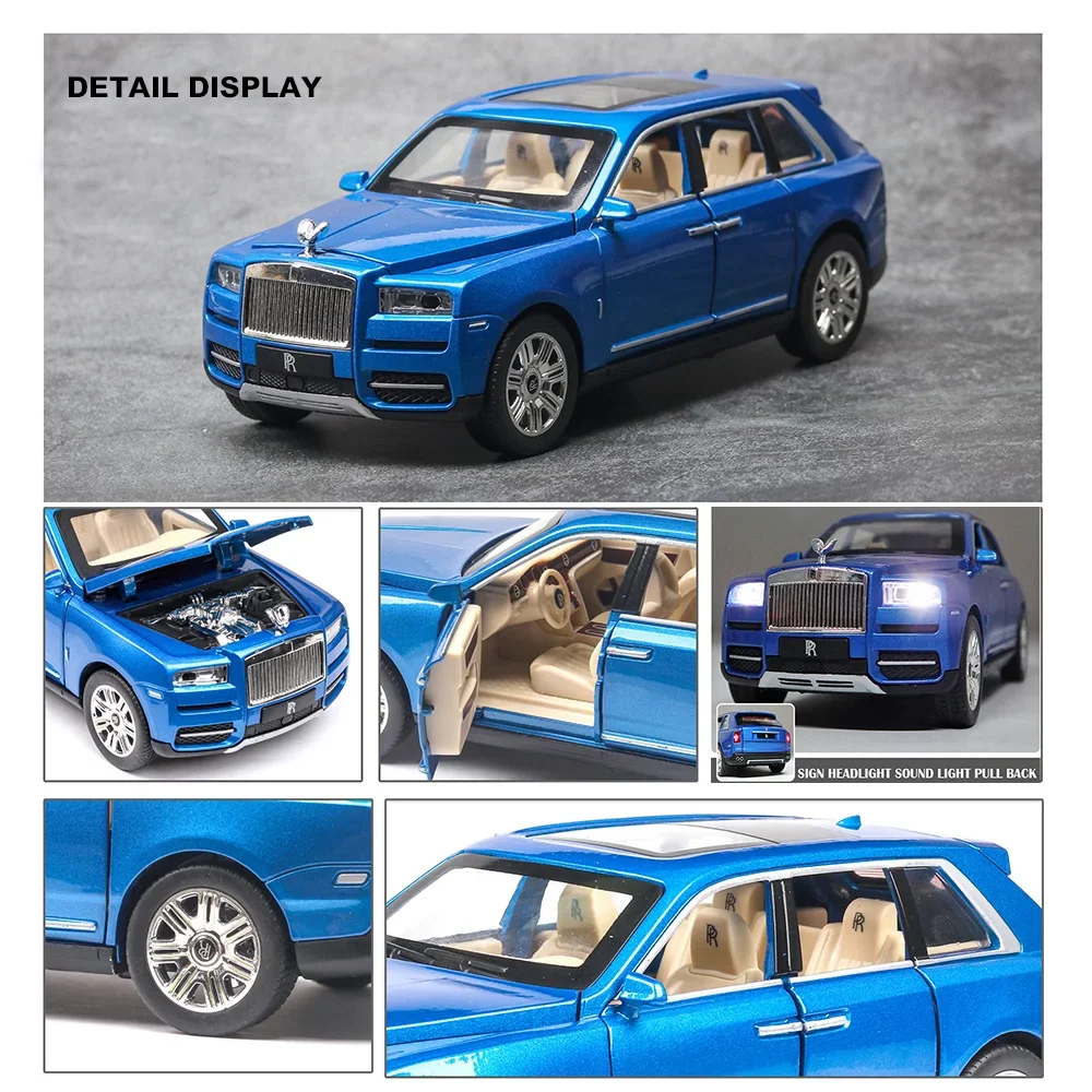 1:24 Rolls Royce Cullinan Alloy Car Model Large Size Simulation SUV Metal Car Model Light Sound Pull Back Scale Car Miniatur Car