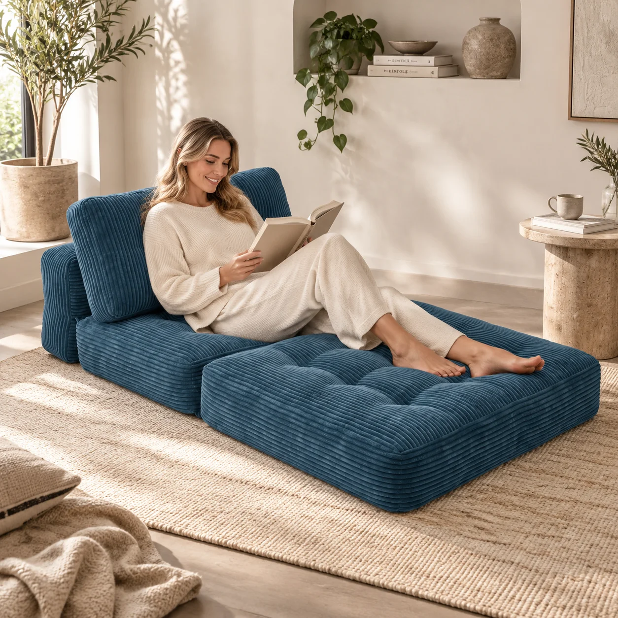 Divano pieghevole singolo, divano trasformabile in lettino, divano per soggiorno, divano letto pieghevole portatile con imbottitura in schiuma e cuscini, divano letto singolo, materasso da terra.